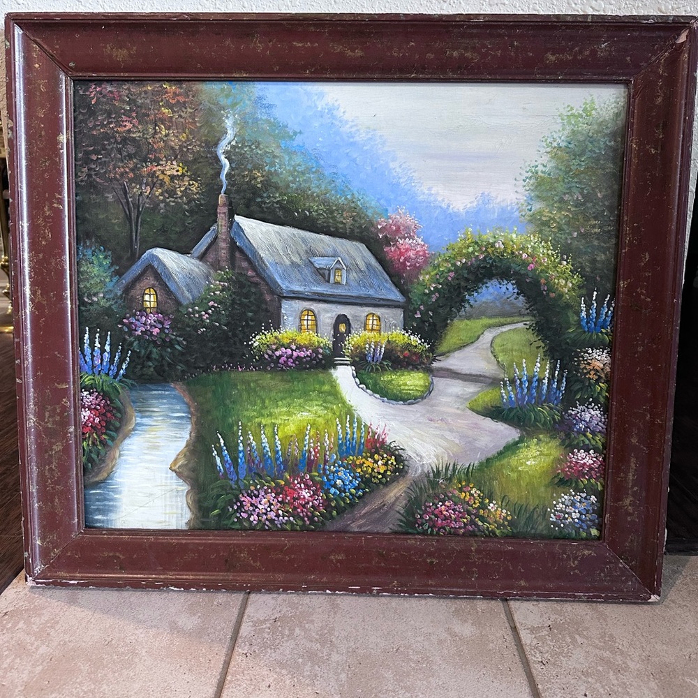 Charming original Cottage Landscape oil Painting